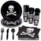Juvale 144 Piece Skull Birthday Party Supplies - Serves 24 Disposable Pirate Plates, Napkins, Cups, And Cutlery, Skeleton Party Decorations for Birthdays & Halloween Parties